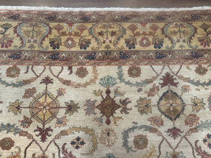 Egyptian Rug 9x12, Mahal Sultanabad Carpet, Handmade Wool Rug, Oatmeal Color