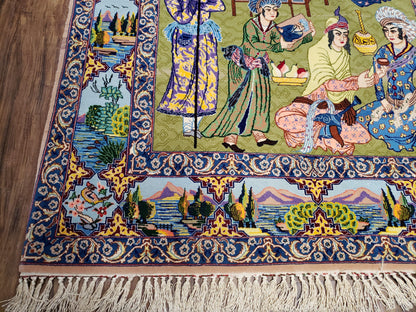 Persian Isfahan Pictorial Rug 3x5 – Kork Wool on Silk