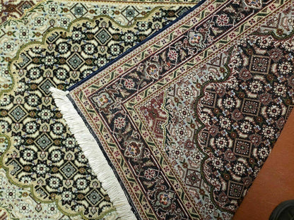 Small Persian Rug 2.4 x 3, Birds and Flowers, Finely Hand Knotted