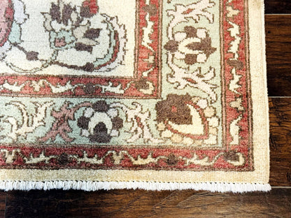 Indo Mahal Rug 4 x 5.6, Indian Handmade Wool Area Rug