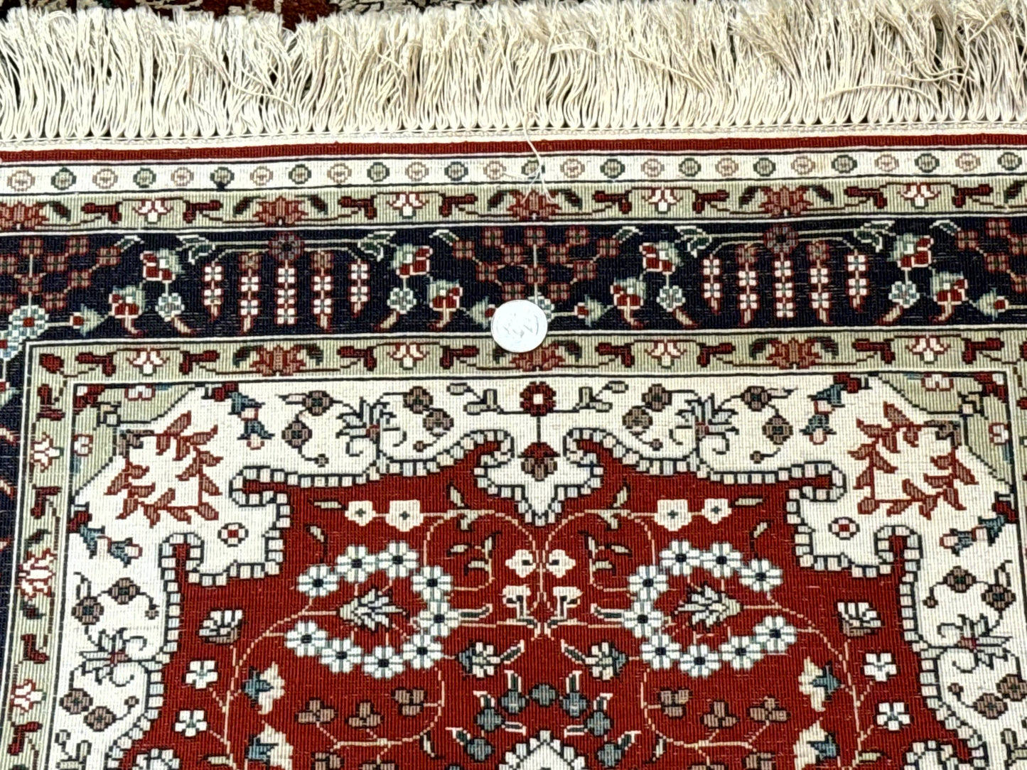 Turkish Silk Narrow Runner Rug 2 x 5.8, Very Fine 340 KPSI, Floral Medallions, Red