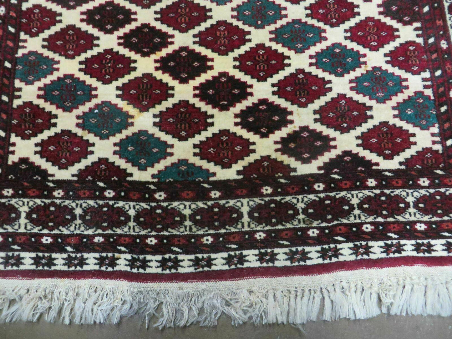 Vintage Handmade Bokhara Turkoman Wool Rug 41x46 Inches Two Sided Reversible