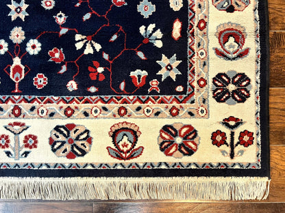 Power Loomed Rug Belgium 5.6 x 7 Navy Ivory Heriz Vintage Oriental Carpet