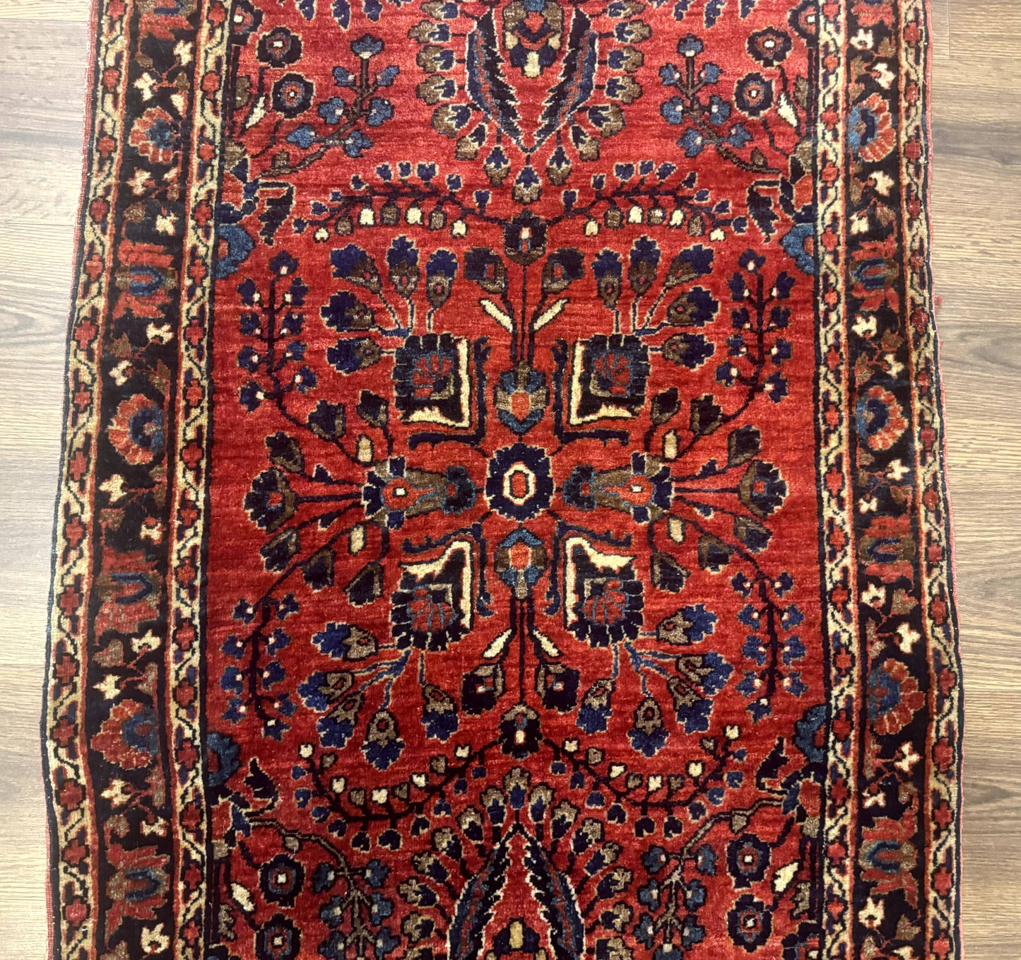Persian Sarouk Rug Small Red Floral Antique 2 Ft 7 In By 4 Ft 9 In