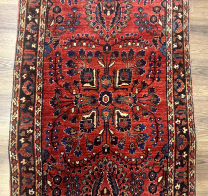 Persian Sarouk Rug Small Red Floral Antique 2 Ft 7 In By 4 Ft 9 In