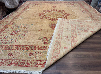 Palace Size Pak Persian Rug 13x17, Haji Jalili Design, Beige and Rust, Wool Hand Knotted, Fine 260 KPSI