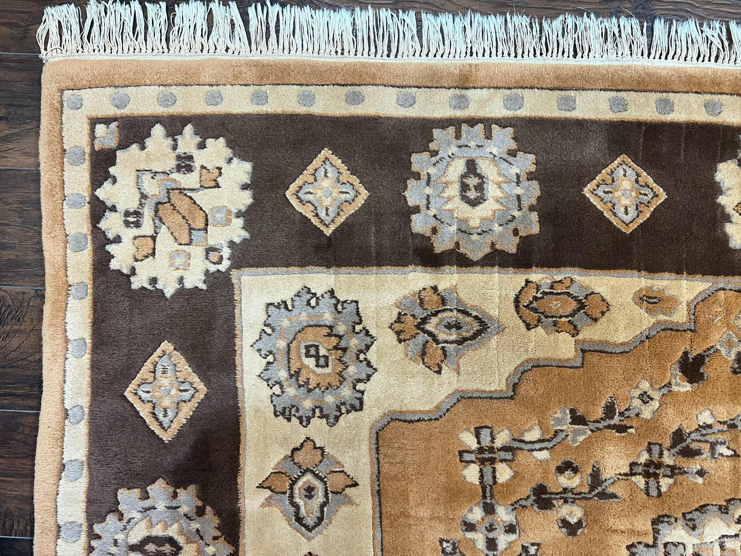 Indian Oushak Rug 8x10, Wool Hand Knotted Vintage Carpet