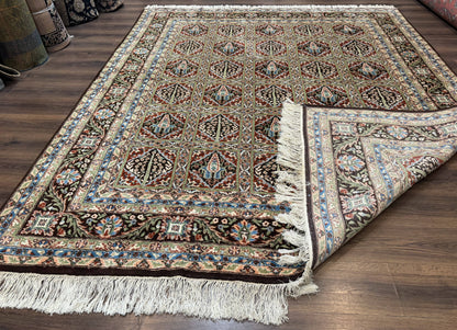 Sino Persian Wool Rug 8x10 Hand Knotted Panel Design Cedar Trees Brown Multicolor