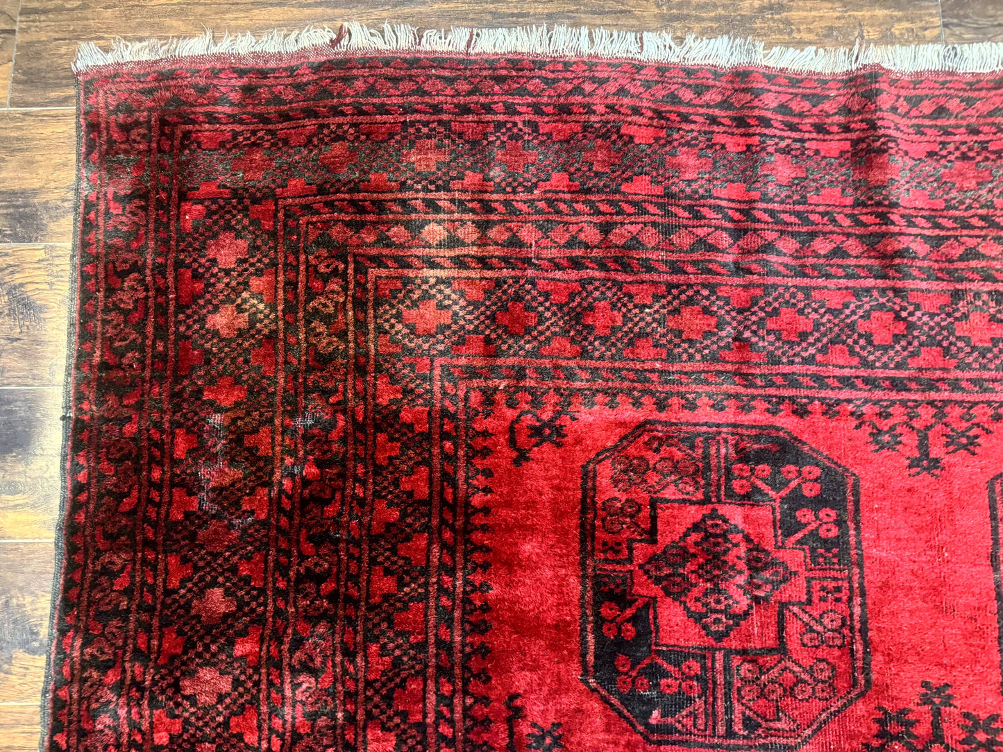 Afghan Turkoman Rug 9x10 Red Beshir Carpet Tribal Wool Antique Hand Knotted