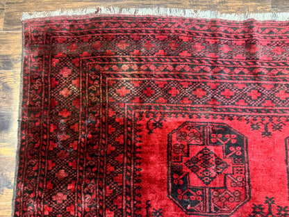 Afghan Turkoman Rug 9x10 Red Beshir Carpet Tribal Wool Antique Hand Knotted