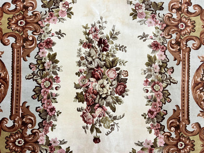 Aubusson Rug 10x13, Cream and Light Mint Green Hand Knotted Handmade French Savonnerie European Carpet, Wool Pile, Large Room Sized Vintage