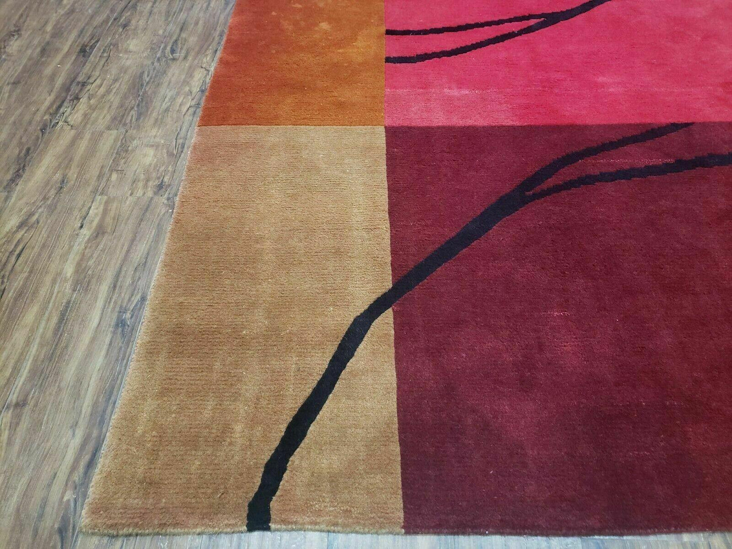 Tibetan Hand Knotted Wool Rug 8x10 Art Deco Modern Colorful Abstract Design