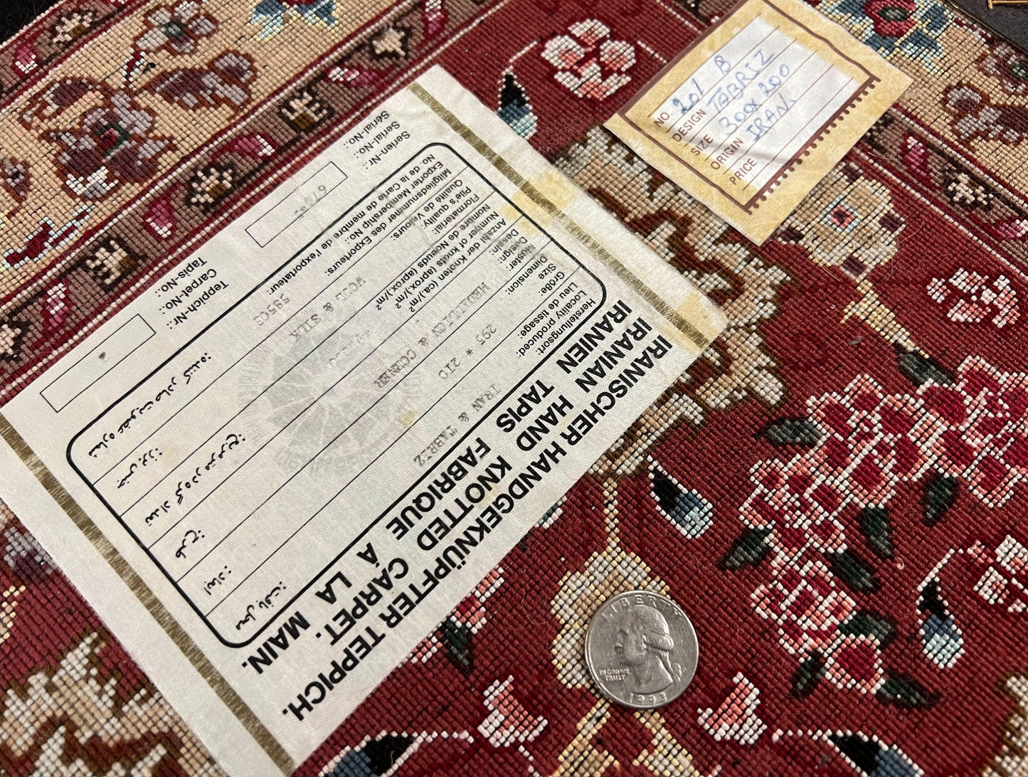 Marvelous Persian Tabriz Rug 7x10 ft, Super Fine 50 Raj, 300+ KPSI, Black and Rust Red, Floral Medallion Handmade Wool Oriental Carpet, Top Quality