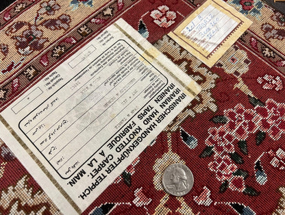 Marvelous Persian Tabriz Rug 7x10 ft, Super Fine 50 Raj, 300+ KPSI, Black and Rust Red, Floral Medallion Handmade Wool Oriental Carpet, Top Quality