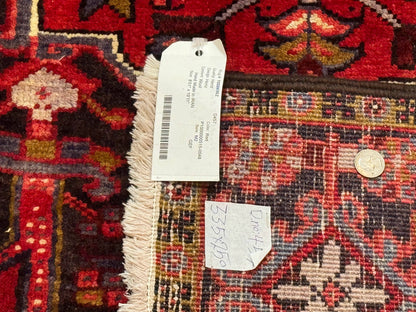 Persian Heriz Rug 8x11, Geometric Design, Red & Cream