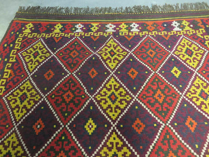 Antique Turkish Kilim Flat Weave Wool Rug 6 X 13 Veg Dye Handmade Vintage