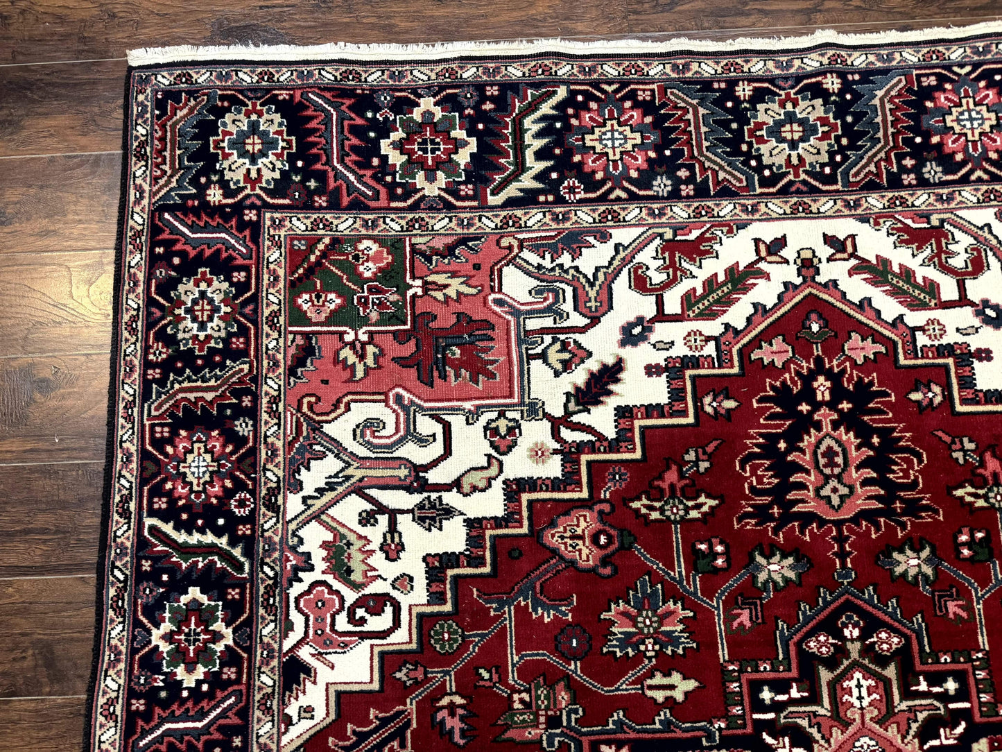 Indo Persian Heriz Rug 8x10 Geometric Medallion Wool Room Size Carpet