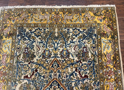 Persian Qum Tree of Life Rug 3.5 x 5.5, Animal Pictorials, Kork Wool with Silk Highlights