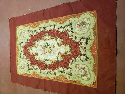 Antique French Aubusson Rug Savonnerie Needlepoint 3x5 Handmade Includes Free Padding