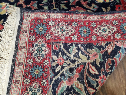 Antique Persian Sarouk, Wool, Hand-Knotted, Blue & Red, 3'1" x 5'3"