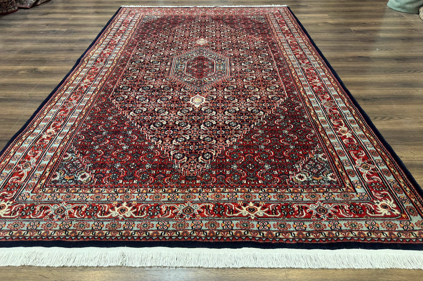 Indo Persian Bijar Rug 6x9 Hand Knotted Wool Carpet Vintage Style