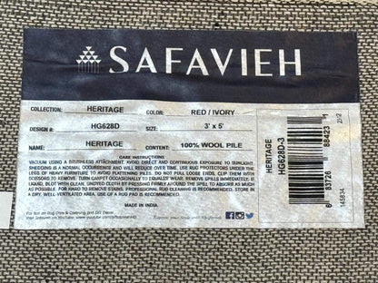 Small Floral Wool Rug 3x5, Safavieh Heritage Collection, Dark Red, Pair A