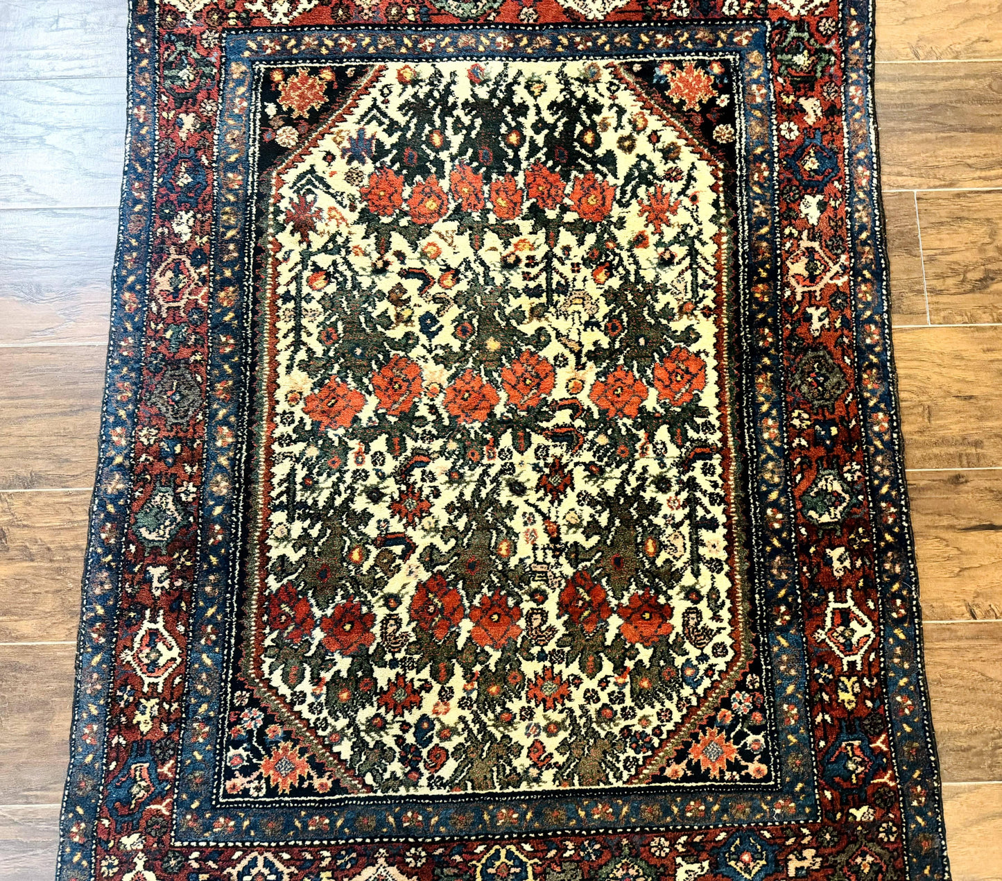Persian Tribal Rug 3x5 Handmade Floral Roses Zanjan Antique Carpet