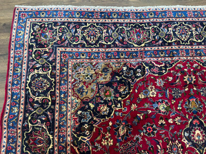 Traditional Persian Mashad Rug 8x11 Wool Antique Floral Medallion Carpet