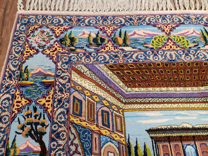 Persian Isfahan Pictorial Rug 3x5 – Kork Wool on Silk