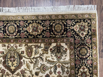 Indo Mahal Rug 6x9 Hand Knotted Wool Vintage Indian Floral Carpet In Living Room