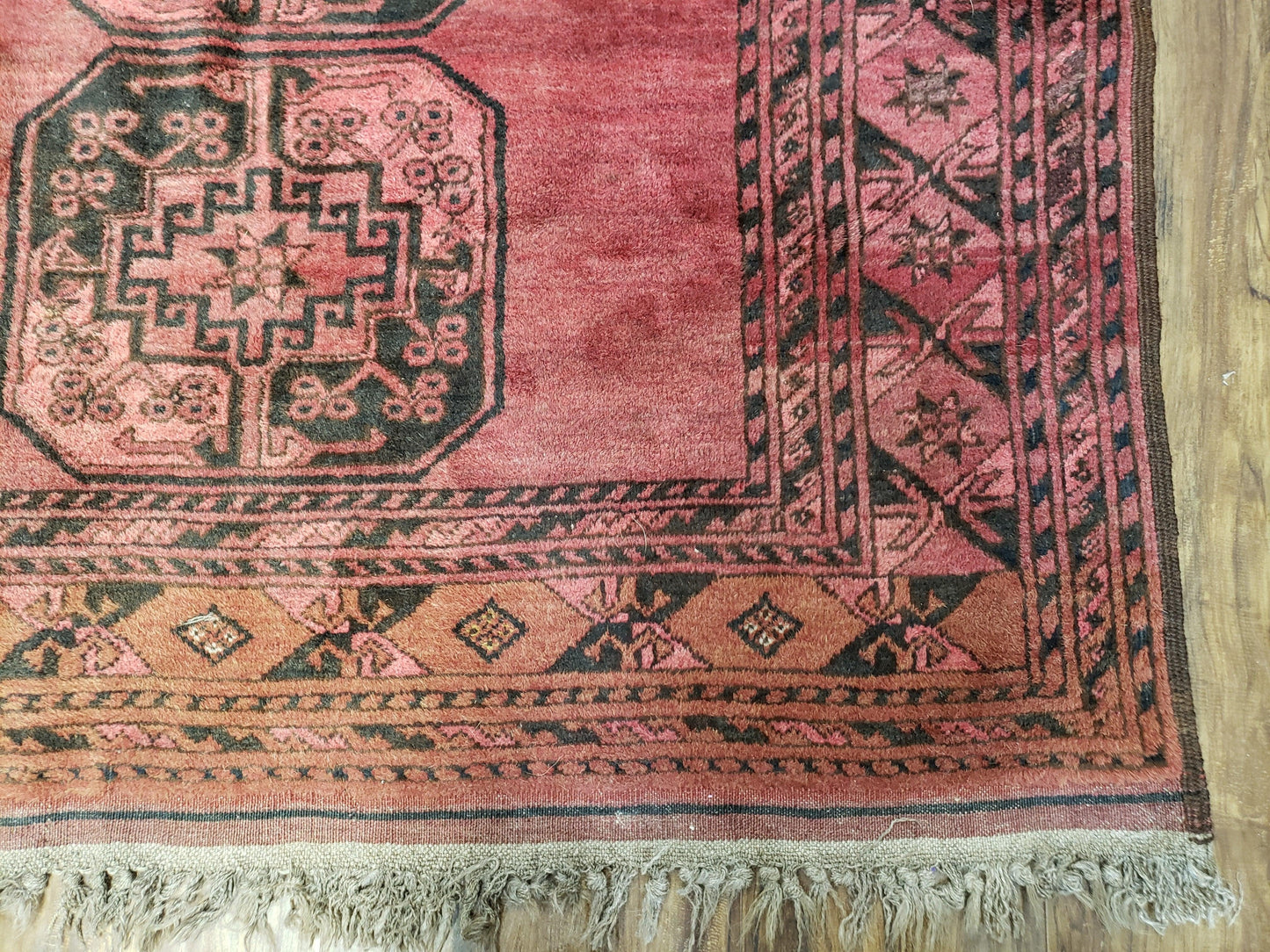 Bukhara Area Rug Hand Knotted Bokhara Bashir 4x6 Red and Black Wool