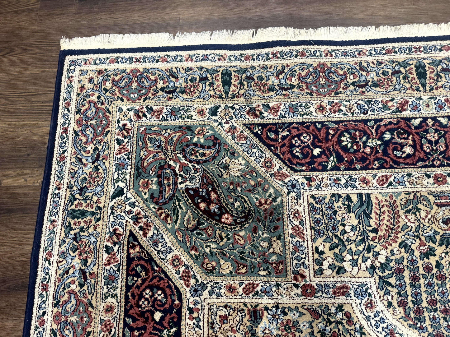 Persian Rug 8x11, Belgium Power Loomed Rug, Kirman Lavar Floral Design, Vintage Rug