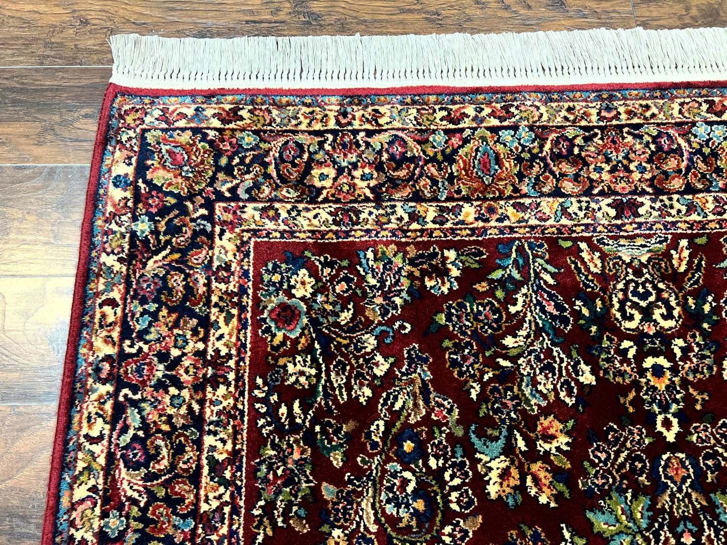 Karastan Red Sarouk Wool Rug 5.9 By 9 Vintage Oriental Carpet Original 700 Series