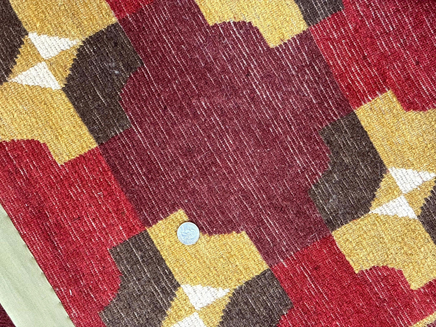 Modern Tibetan Rug 5 x 6.8, Wool, Red, Allover Pattern, Nepali Rug, Abstract Rug, Handmade Area Rug