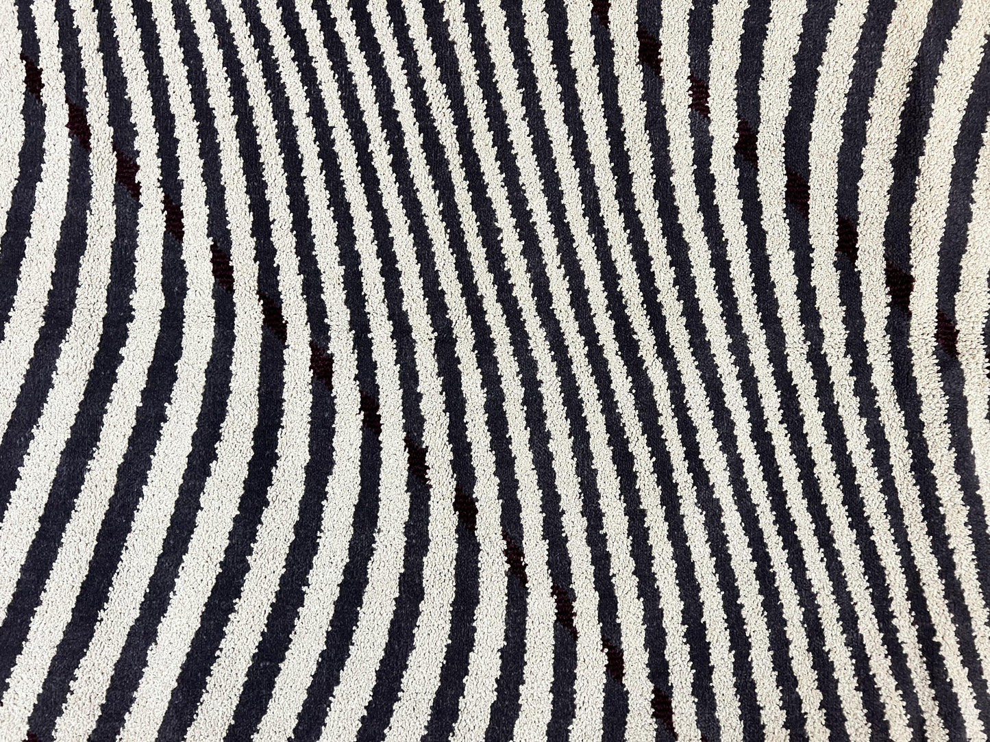 Zebra Shag Rug Vintage Wool Five Point Seven By Seven Point Four Feet Black And White Decor