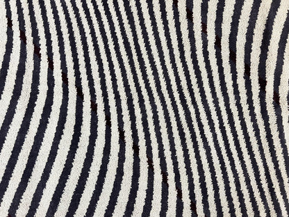 Zebra Shag Rug Vintage Wool Five Point Seven By Seven Point Four Feet Black And White Decor