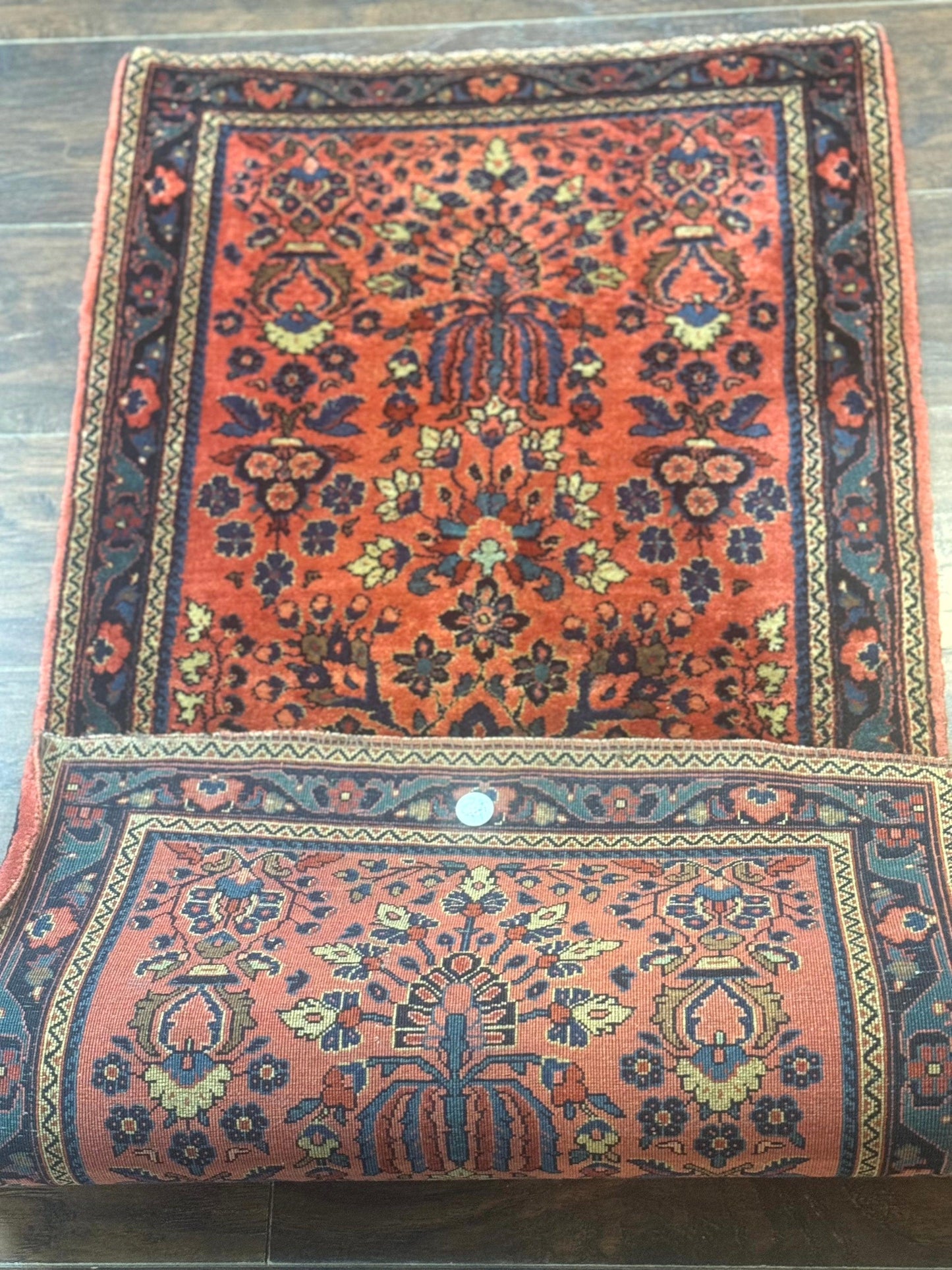 Antique Persian Sarouk Rug 2x4 Hand Knotted Wool Area Rug