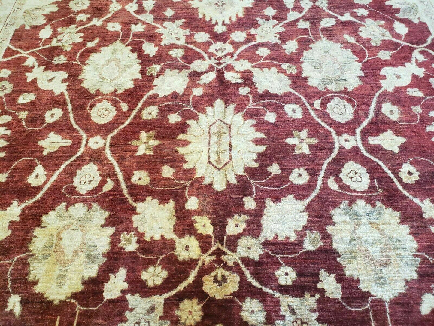 Hand Knotted Peshawar Wool Rug 8x10 Floral Oriental Red Beige