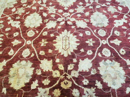 Hand Knotted Peshawar Wool Rug 8x10 Floral Oriental Red Beige