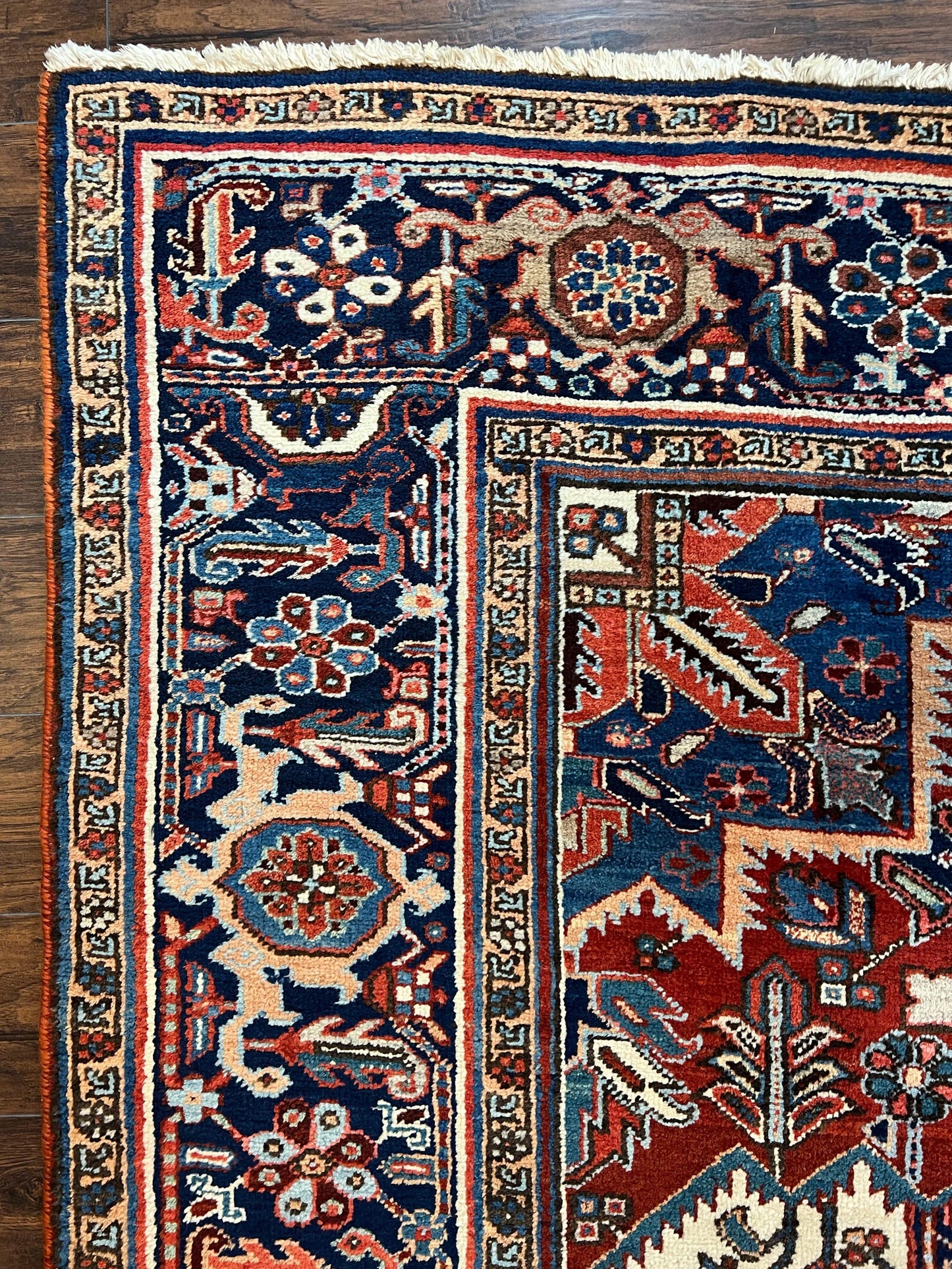 Antique Persian Heriz Rug – 11x16 Palace Size, Geometric Medallion, 1920s