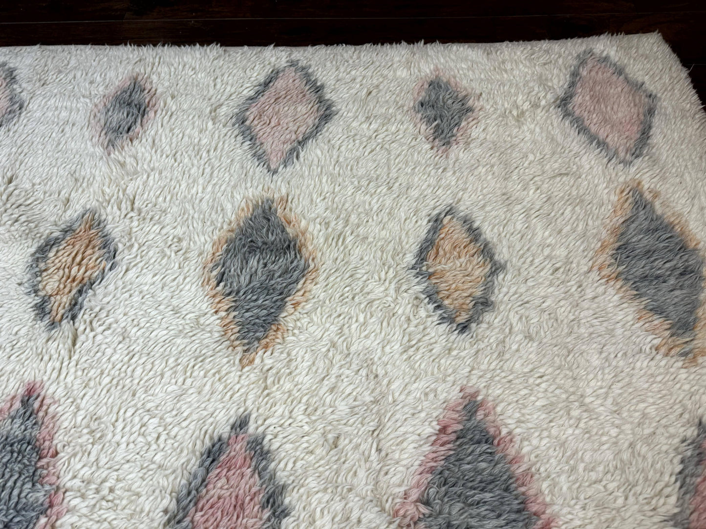 Large Modern Contemporary Indian Shag Rug 11x14, Ivory, Handmade Wool Carpet