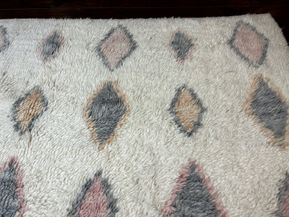 Large Modern Contemporary Indian Shag Rug 11x14, Ivory, Handmade Wool Carpet