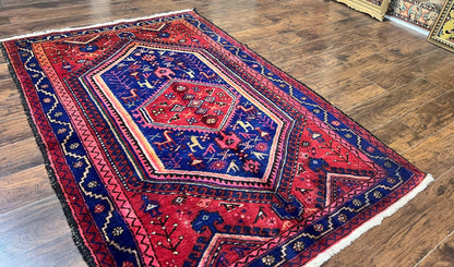 Persian Tribal Rug 5x7 Hand Knotted Wool Vintage Hamadan Nahavand Carpet Geometric Oriental