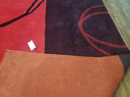 Tibetan Hand Knotted Wool Rug 8x10 Art Deco Modern Colorful Abstract Design