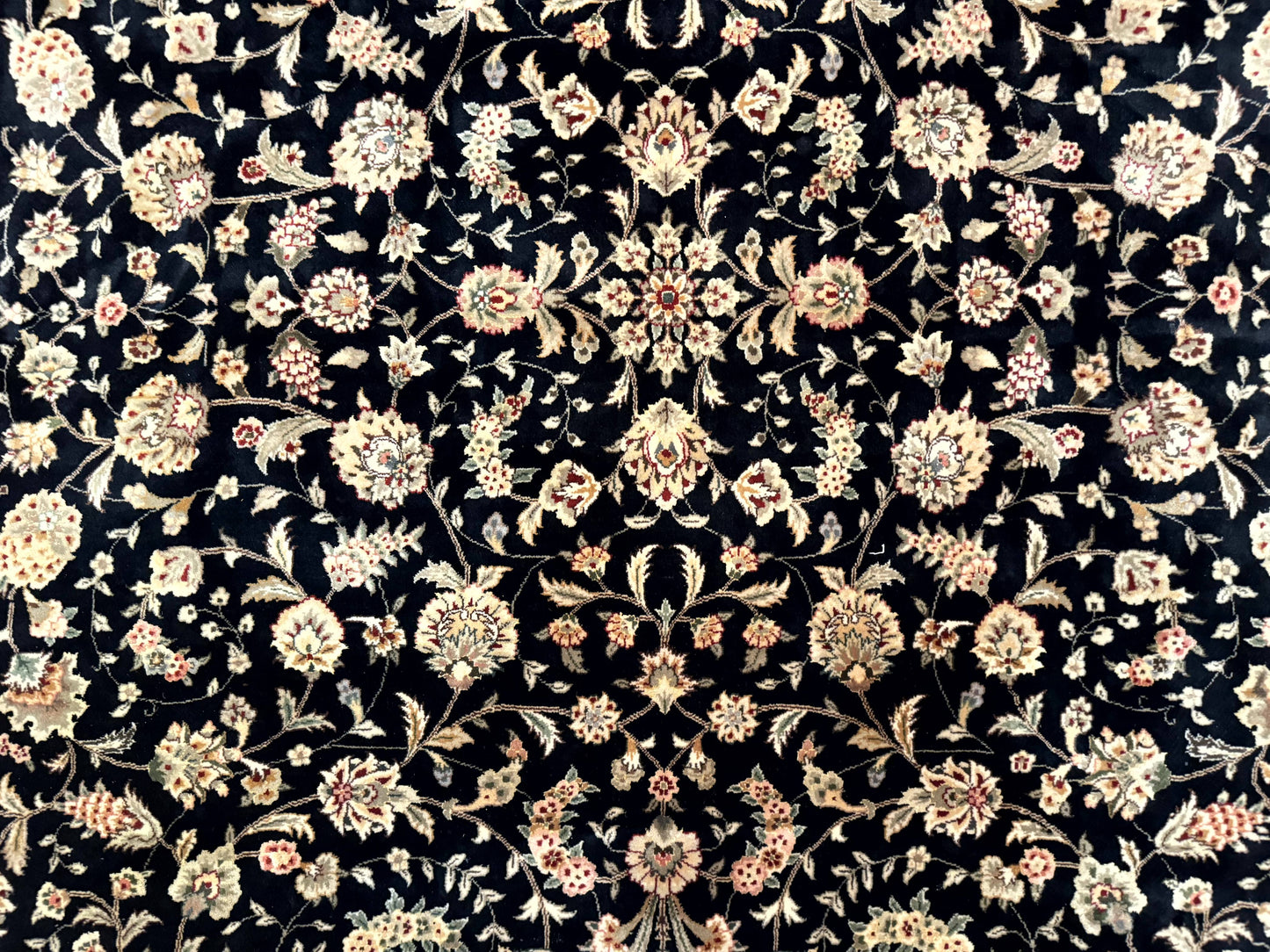 Sino Persian Rug 8x10 Vintage Hand Knotted Wool Floral Allover In Black And Red