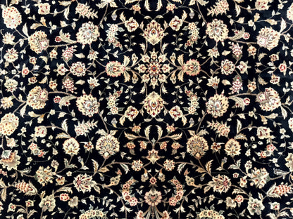 Sino Persian Rug 8x10 Vintage Hand Knotted Wool Floral Allover In Black And Red