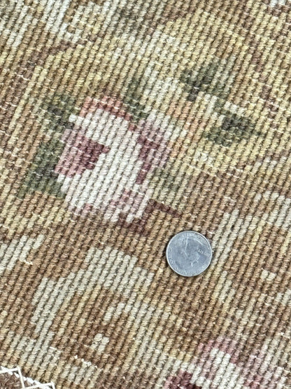 Handmade Chinese Aubusson Rug 3.6 x 5 Beige and Gold Vintage European Design