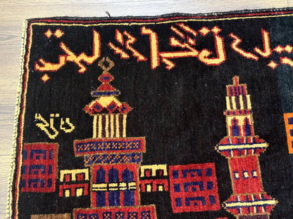 Balouch Rug 3x5 City Pictorial Afghan Hand Knotted Wool Area Rug