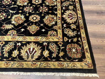 Indo Persian Mahal Rug 8x10 Hand Knotted Wool Oriental Carpet Black and Gold