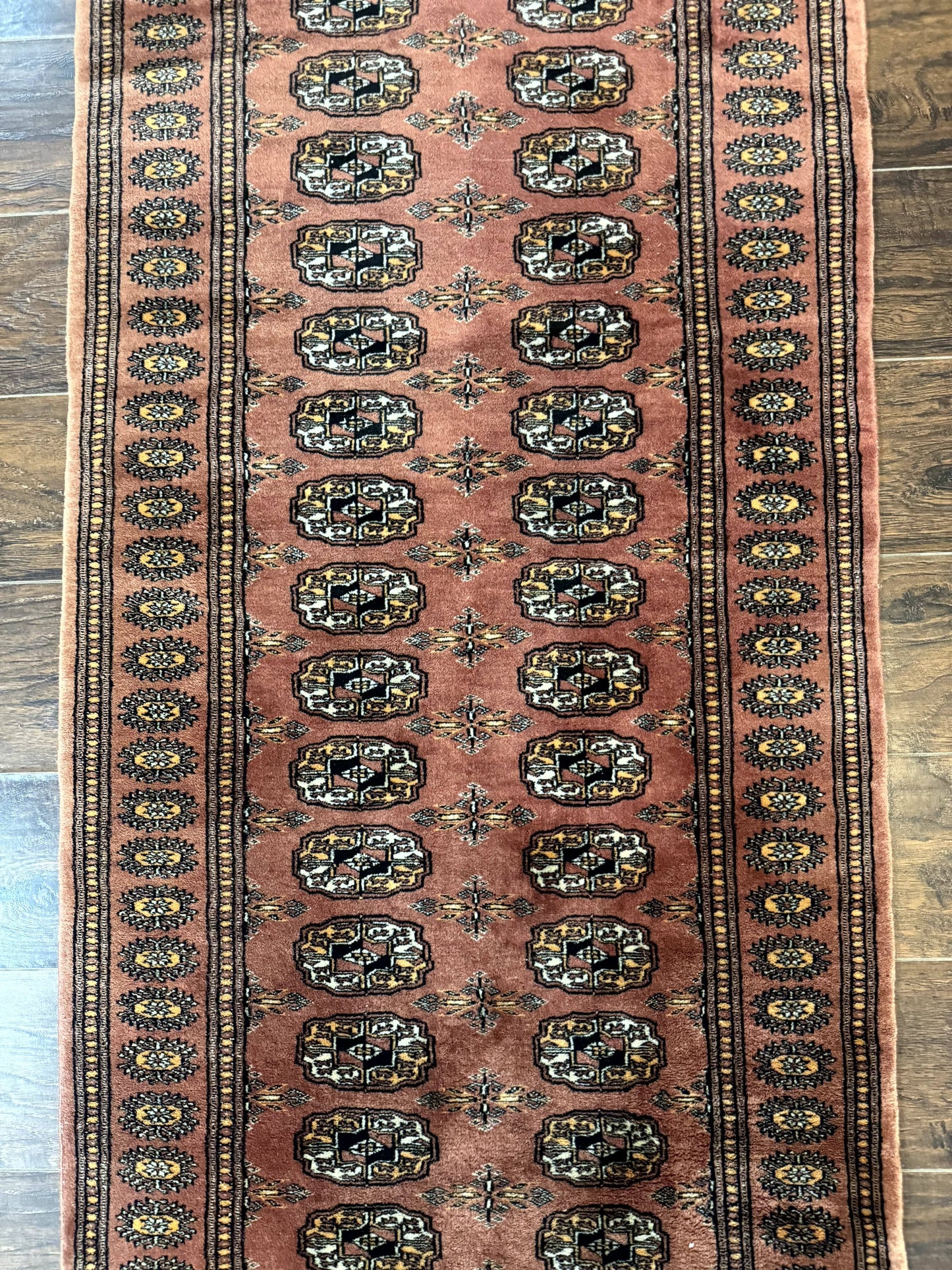 Pakistani Turkoman Bokhara Runner Rug 2.8 x 12, Oriental Runner for Hallway